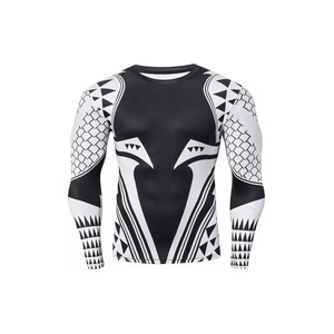 <b>Men's</b> Full Sleeve <b>Compression</b> Rash Guard Heat-Transfer Print Eco-Friendly Breathable Quick Dry Spandex Polyester Gym Top - Product Image 1