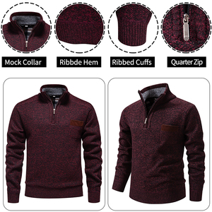 <b>Men's</b> 100% wool knitted <b>sweater</b>, half <b>turtleneck</b> with zipper, winter casual <b>sweater</b> pullover, customizable - Product Image 6