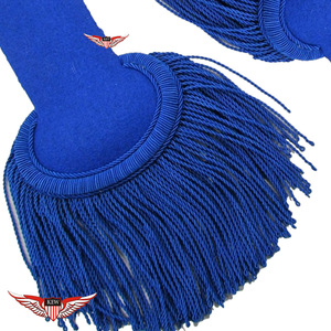 Épaulettes d'épaule personnalisables brodées vintage écologiques en fil de soie bleu et fil de Mylar avec pompons pour uniformes KEW - Product Image 2