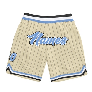 Shorts de basket-ball personnalisés écologiques à rayures noires et bleu clair-blanc authentiques - Product Image 1