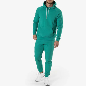 <b>Men's</b> Casual Winter Hooded Solid <b>Pullover</b> Tracksuit Set High Quality Fleece Eco-Friendly Athletic Sports Running - Product Image 1