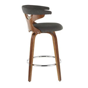 Ensemble de 2 tabourets de bar Gardenia Mid Century Modern en noyer et tissu anthracite - Product Image 3