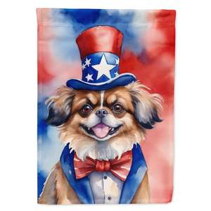 Épagneul tibétain multicolore Drapeau de jardin américain patriotique Boîte aux lettres Drapeau décoratif de cour Bannière pour patio Illustration Taille de jardin pour - Product Image 1