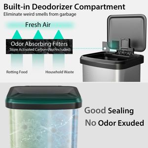 13.2 Gallon Step Trash Can with Soft Close <b>Lid</b> and Deodorizer Compartment for Home or Office Waste <b>Bins</b> - Product Image 3