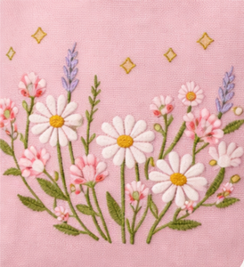 Sac fourre-tout en toile rose avec logo personnalisé, design floral brodé, longue poignée, taille moyenne, sac de shopping pour usage quotidien - Product Image 4