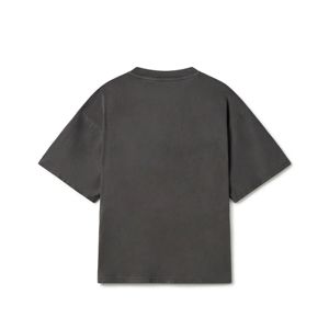T-shirt décontracté de haute qualité en coton 100% uni, poids lourd, coupe classique, noir et blanc pour hommes - Product Image 2