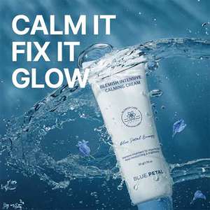 Crème apaisante intensive Bluepetal Blemish à l'extrait de fleur de poirier 50g Soin de la peau pour femme Utilisation quotidienne Équilibre hydratant République Corée - Product Image 3