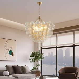 Lampadario a sospensione dorato da 23,6 pollici con paralume a globo in vetro trasparente, altezza regolabile per soggiorno e sala da pranzo - Product Image 3