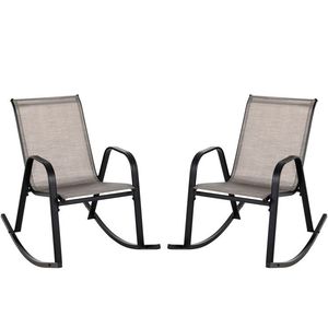 Set di 2 comode sedie a dondolo da patio in metallo con tessuto traspirante per il sedile - Product Image 1