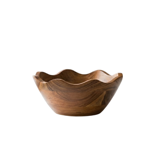 Bol en bois foncé de teinte riche avec bord large et pied noir – Centre de table élégant pour une salle à manger moderne - Product Image 6