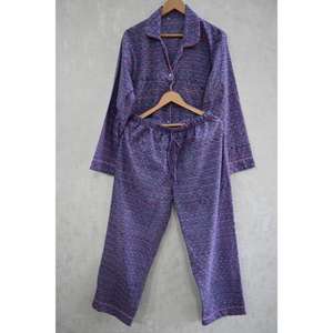 ชุดนอนผ้าฝ้ายพิมพ์ลายบล็อกด้วยมือสำหรับผู้หญิง ชุดนอนน้ำหนักเบาพร้อมลายพิมพ์แบบดั้งเดิม - Product Image 3