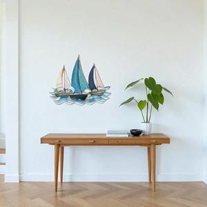 ของตกแต่งผนังรูปเรือใบธีมทะเล งานศิลปะโลหะติดผนังสำหรับตกแต่งบ้านริมชายฝั่ง ห้องนอน ระเบียง สำนักงาน และของขวัญสำหรับบ้านริมชายหาด - Product Image 3