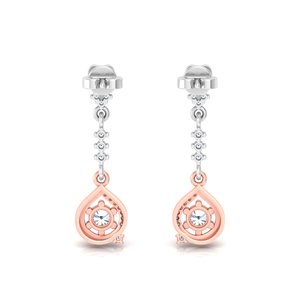 Pendientes Largos con Borlas de Oro Sólido de 10k, 14k, 18k con Diamantes Cultivados en Laboratorio de Corte Redondo para Regalo, Fiesta, Aniversario y Uso Diario - Product Image 4