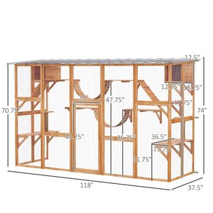 Cuccia per Gatti di Taglia Media con Tetto Resistente alle Intemperie, Piattaforme, Tiragraffi e Rampa - Product Image 3