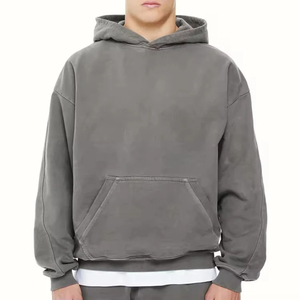 Sweat-shirt à capuche oversize en molleton épais 100 % coton pour homme, avec logo personnalisé, coupe décontractée - Product Image 1