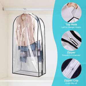 5 Pack <b>Clear</b> Transparent Hanging Garment <b>Bag</b> Dustproof and Waterproof Storage Cover for Suits Sweats Other Garments - Product Image 4