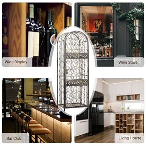 Portabottiglie in Ferro Battuto Anticato Bronzo per 45 Bottiglie con Serratura, Design Elegante Stile Carcerario - Product Image 6