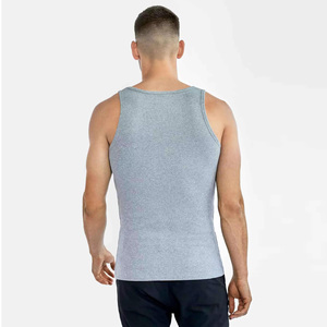 Men's Gray Cotton Tank <b>Top</b> O-Neck Solid Color Knitted Breathable Casual Singlet for Fitness Bodybuilding Workout - Product Image 2