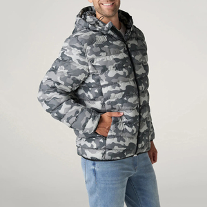 Men's High Street Style Long Sleeve <b>Camo</b> Design Winter Puffer <b>Jacket</b> Factory's New Arrival Customized Canvas Fabric Logo Printed - Product Image 3