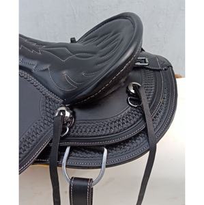 Selle de cheval en cuir Western Bull usinée à la main noire - Product Image 4