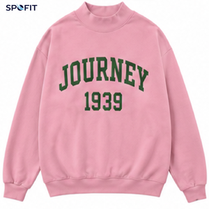 SPOFIT Women's <b>Pink</b> Oversized Crewneck Sweatshirt Journey 1939 Letter Print Breathable Cotton Autumn Casual <b>Top</b> - Product Image 5