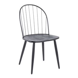 Juego de 2 Sillas de Comedor Riley con Respaldo Alto y sin Brazos, Estilo Industrial de Metal Negro y Madera - Product Image 2