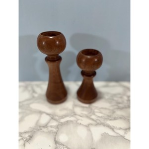 Ensemble de porte-bougies en bois fait main élégant, forme ronde, résistant à la chaleur, écologique, matériau durable, décoration d'intérieur - Product Image 2