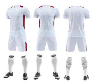 Ensemble d'uniformes de football personnalisés bleus imprimés, unisexe, maillot sans manches à col en V, short, polyester respirant, toutes saisons, athlétique - Product Image 3