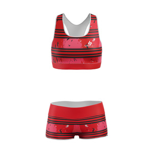 Custom Logo 2 Piece Fitness Set Racer Back Sports <b>Bra</b> and Shorts Premium Comfort Athletic Wear Solution - Product Image 4