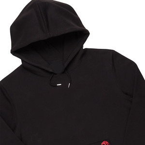 Sweat-shirt à capuche en coton noir respirant pour homme, couleur unie, manches longues, coupe classique avec cordon de serrage à la capuche et poche latérale - Product Image 4