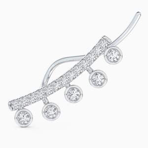 IGI Certified Lab Grown Diamond Dewdrop Climber <b>Earrings</b> 14K White Gold Luxury <b>Ear</b> Climber <b>Cuff</b> <b>Earrings</b> Anniversary Wedding - Product Image 4