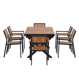 Set da Pranzo per Esterni U_Style Flessibile e Pratico, Include Sei Sedie e un Tavolo Estensibile da 62.9-82.6 Pollici per Uso in Giardino - Product Image 5