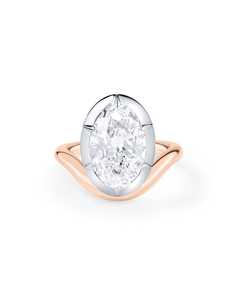 Anillos de Compromiso de Diamantes, Oro Sólido de 14K, Corte Ovalado, Diamante Cultivado en Laboratorio, Diseño Ondulado Minimalista, Anillo de Propuesta, Aniversario, Joyería Moderna - Product Image 5