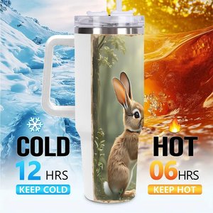 Stainless Steel Tumbler 40oz <b>Double</b> <b>Wall</b> Insulated Travel <b>Mug</b> With Handle For Outdoor Use - Product Image 6