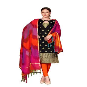 Indian Special Ethnic Wear Regular Wear Ready To Wear Fashioned Neck Design Kurti With Chudidaar With Stole low Price