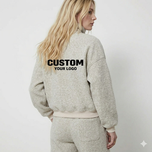 Wholesale Premium Cotton Fleece Casual Zipper Ladies Tracksuit <b>Set</b> Custom Streetwear Women's Sweatpants and Hoodie <b>Set</b> - Product Image 5