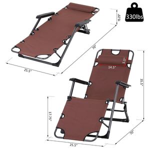 Lettino Pieghevole Moderno da Esterno con Poggiapiedi Regolabile e Cuscino per la Testa, in Ferro e Rete, Arredo Elegante per il Relax - Product Image 3