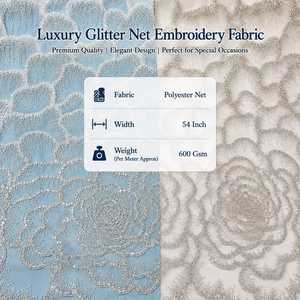 New Vision Eco-Friendly Beads Sequin Embroidered Polyester Net <b>Fabric</b> 54 Inch Wide 600 GSM Floral Paisley Lace Pattern <b>Glitter</b> - Product Image 4