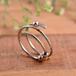 Adjustable 925 Sterling Silver Anxiety Fidget <b>Ring</b> for Stress Relief Handmade <b>Spinner</b> <b>Ring</b> with 3 Movable Beads Arthritis Finger - Product Image 4