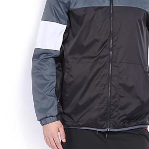 Men's Hooded Color Blocking Windbreaker <b>Jacket</b> Sporty <b>Zipper</b> Front Racer <b>Jacket</b> Autumn Wear Polyester Material - Product Image 3