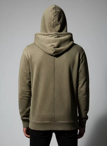 Sweat à capuche zippé en coton épais délavé à l'acide, effet vieilli et décoloré, en molleton bouclette imprimé léopard, manches longues, pour homme, idéal pour l'hiver - Product Image 3
