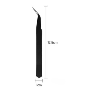 Pince à épiler de précision en acier inoxydable 12,5 cm à pointe inclinée et lisse, outil de maquillage professionnel - Product Image 1