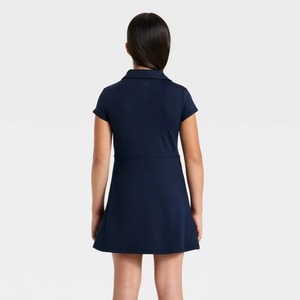 Vestido polo azul claro de manga corta para niñas, uniforme escolar de algodón Oxford, venta al por mayor OEM ODM - Product Image 5