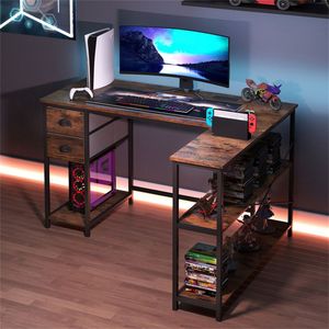 Scrivania Angolare a L per Ufficio Domestico con Presa di Corrente Integrata, Porta USB Tipo C e Cassetti in Tessuto per Studio e Ufficio - Product Image 6