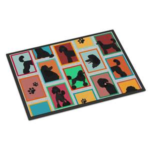 พรมเช็ดเท้าสุนัขพูเดิ้ลมาตรฐานสีดำกันลื่นในร่ม/กลางแจ้ง24ชั่วโมง X 36W พรมซักได้ขนสั้นสำหรับประตูหน้า - Product Image 1