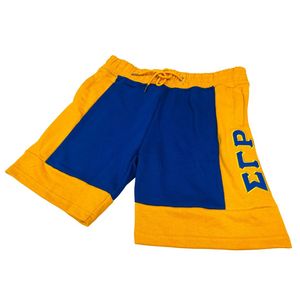 Shorts en polaire Sigma Gamma Rho SGRho bleu or, vêtements grecs haut de gamme, shorts athlétiques unisexes pour sororité - Product Image 1