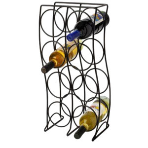 Porte-bouteilles autoportant en métal noir pour vin – Support de rangement et présentoir pour la maison, la cuisine ou le bar – Prix le plus bas - Product Image 2