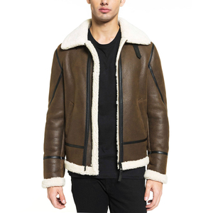 <b>Men</b> Shearling <b>Leather</b> <b>Jacket</b> Classic & Trendy Styles <b>Men's</b> Fur Collar Shearling Brown Sheepskin <b>Leather</b> <b>Jacket</b> Winter Wear Whole - Product Image 1