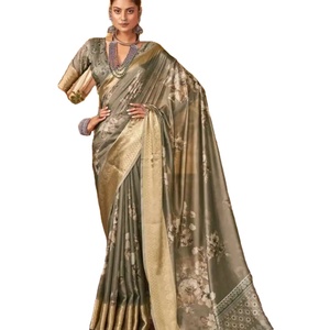 ผ้าส่าหรีขอบผ้าแจ็คการ์ดผ้าไหมทัสซาร์กำมะหยี่ออกแบบล่าสุด - Product Image 1