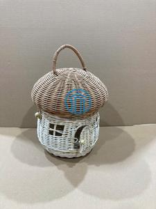 Boho Rattan Mushroom House Handmade Wicker Fairy Cottage for Nursery and Kids Room Decorative Custom Handmade Rattan Mushroom - Product Image 1